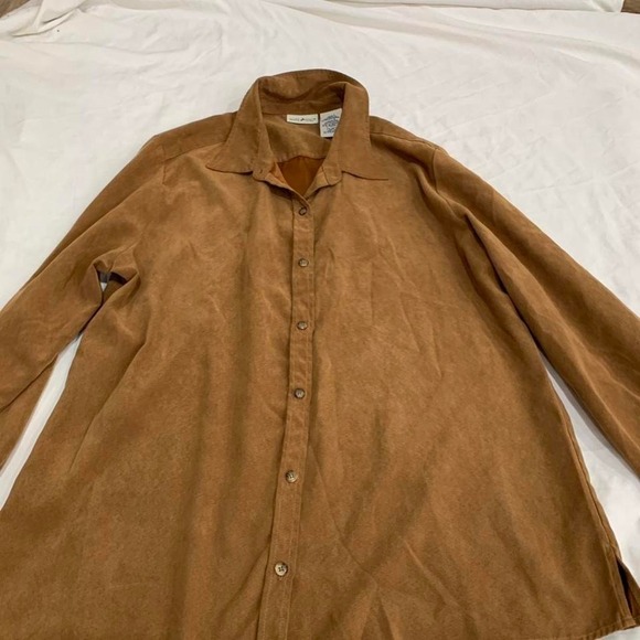 Vintage White Stag "Sweet Tea" Faux Suede Shacket / Button Down L oversized - Picture 2 of 7